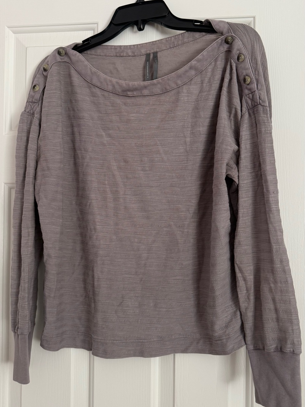 Anthropologie Button-Shoulder Long Sleeve Top - Mauve Gray